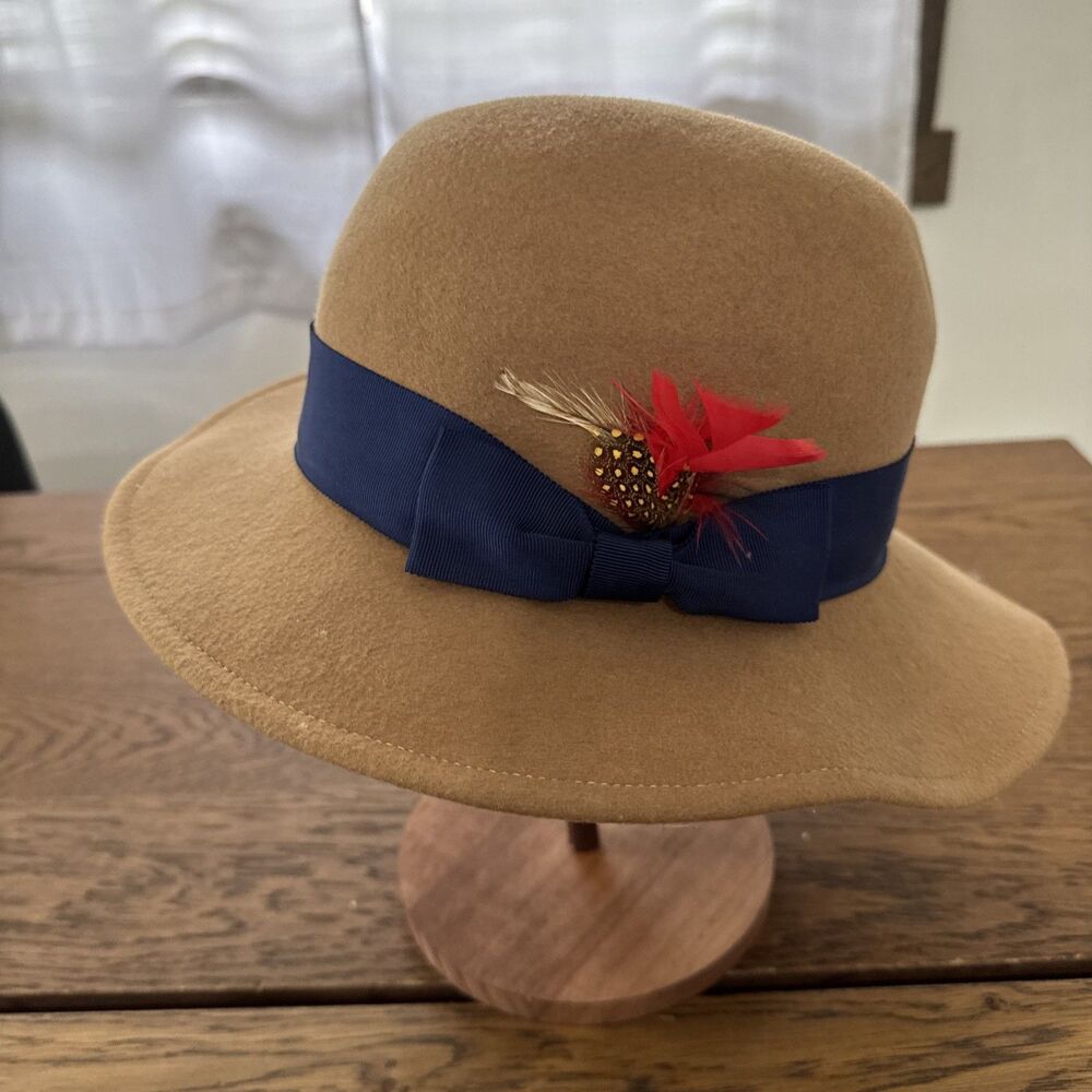 Vintage 1970s Geo. W. Bollman & Co. "peachfelt" wide brim wool hat 7 1/4